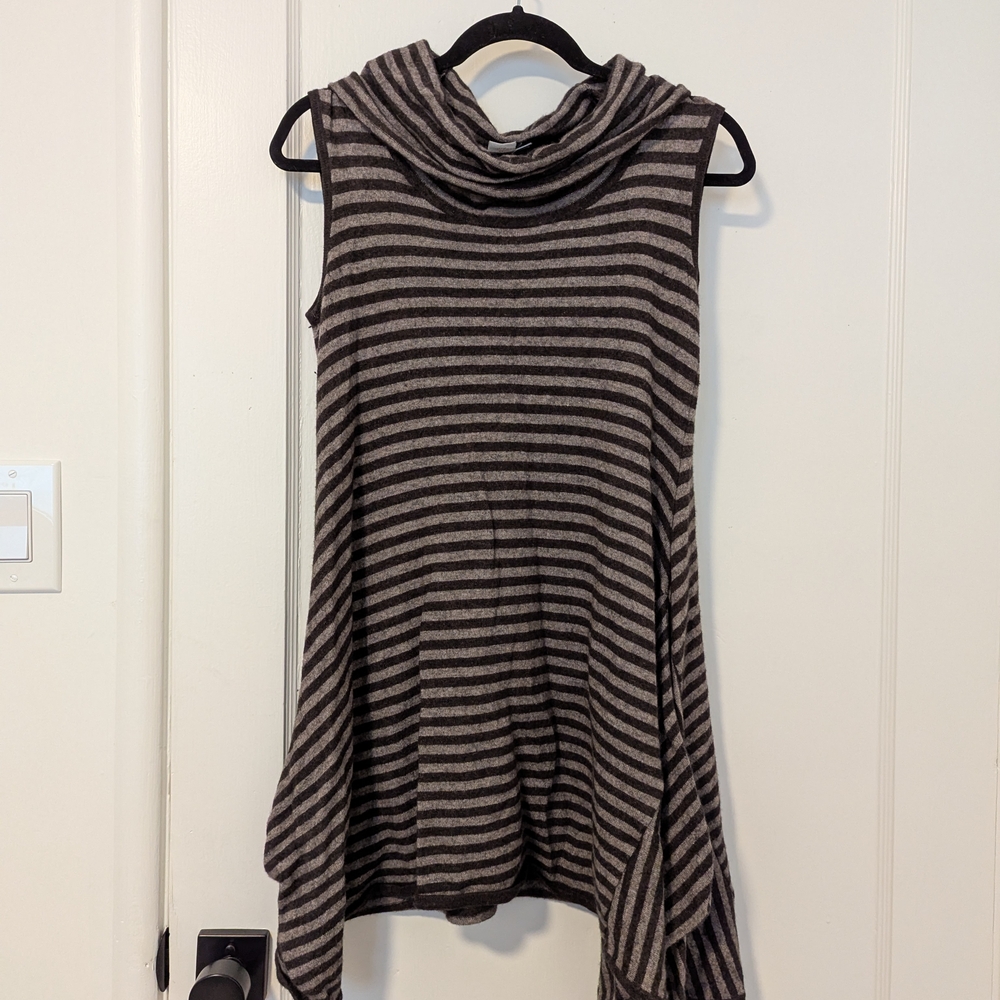 Striped Sleeveless Cowl Neck Top